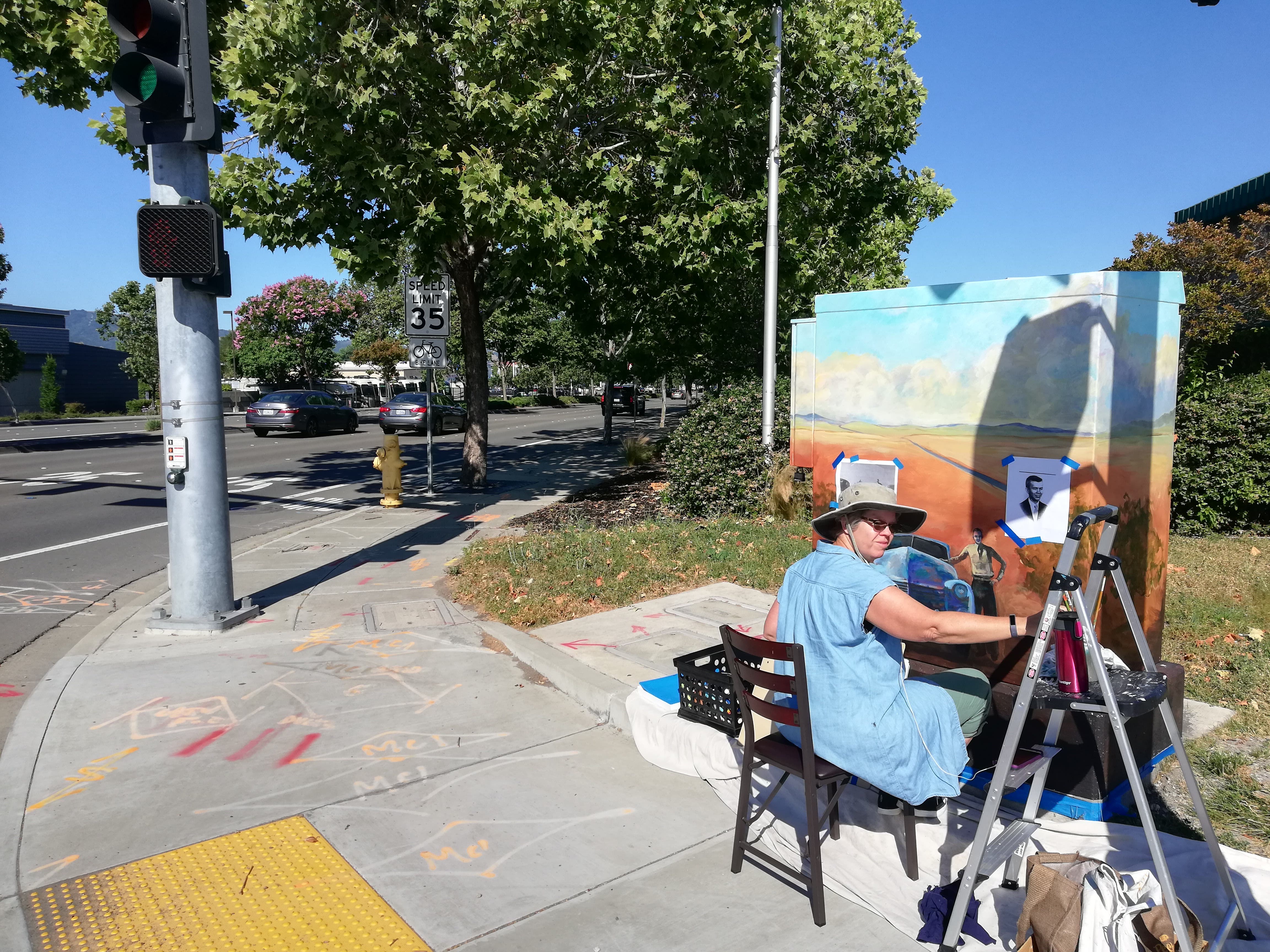 Jennifer Huber painting Utility Box