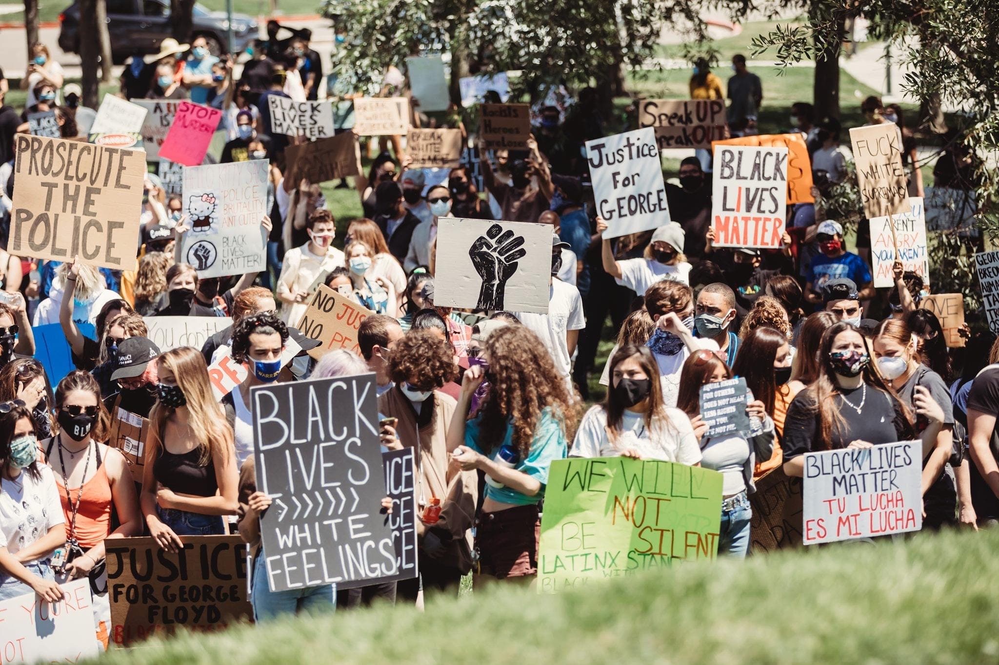 Peaceful Protestors gather in Emerald Glen Park