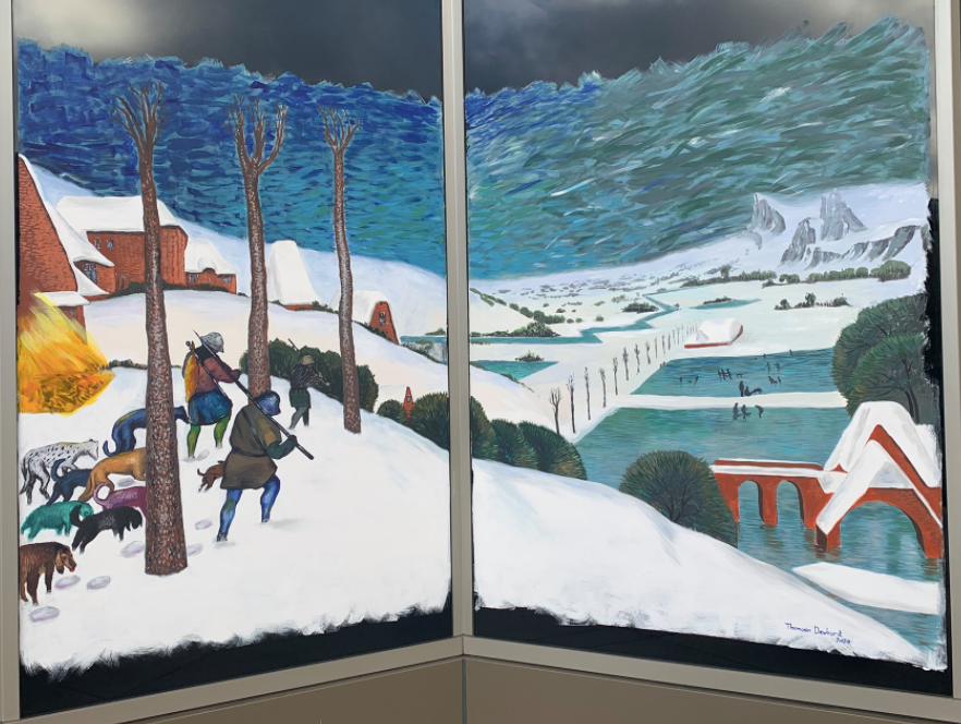 Thomasin Dewhurst painted "Hunters in the Snow" by Bruegel