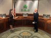 Dublin City Clerk Marsha Moore Administers the Oath of Office to New Dublin City Councilmember Michael McCorriston