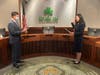 Outgoing Dublin Mayor Administers the Oath of Office to new Dublin City Councilmember Sherry Hu