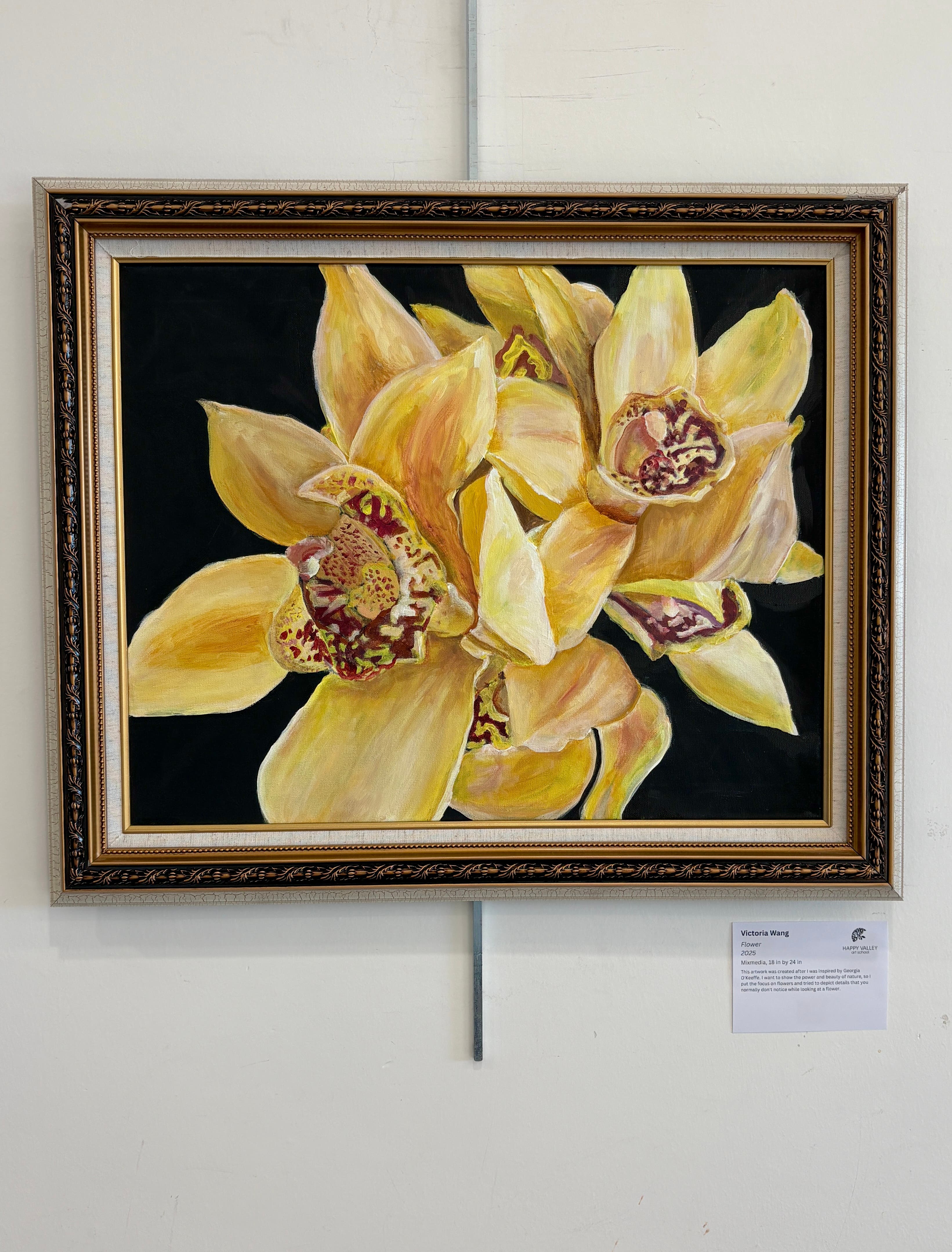 Painting of yellow orchids