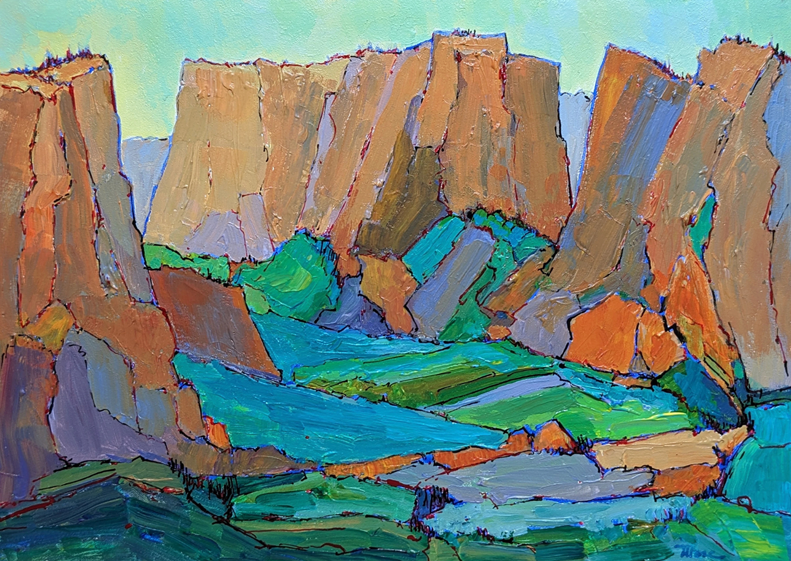 Colorful acrylic landscape painting by Marc Casad