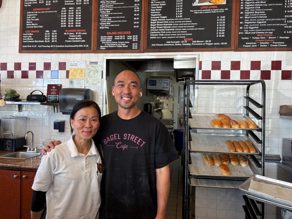Quan and Chanda Lune at Bagel Street Cafe captured during baking time