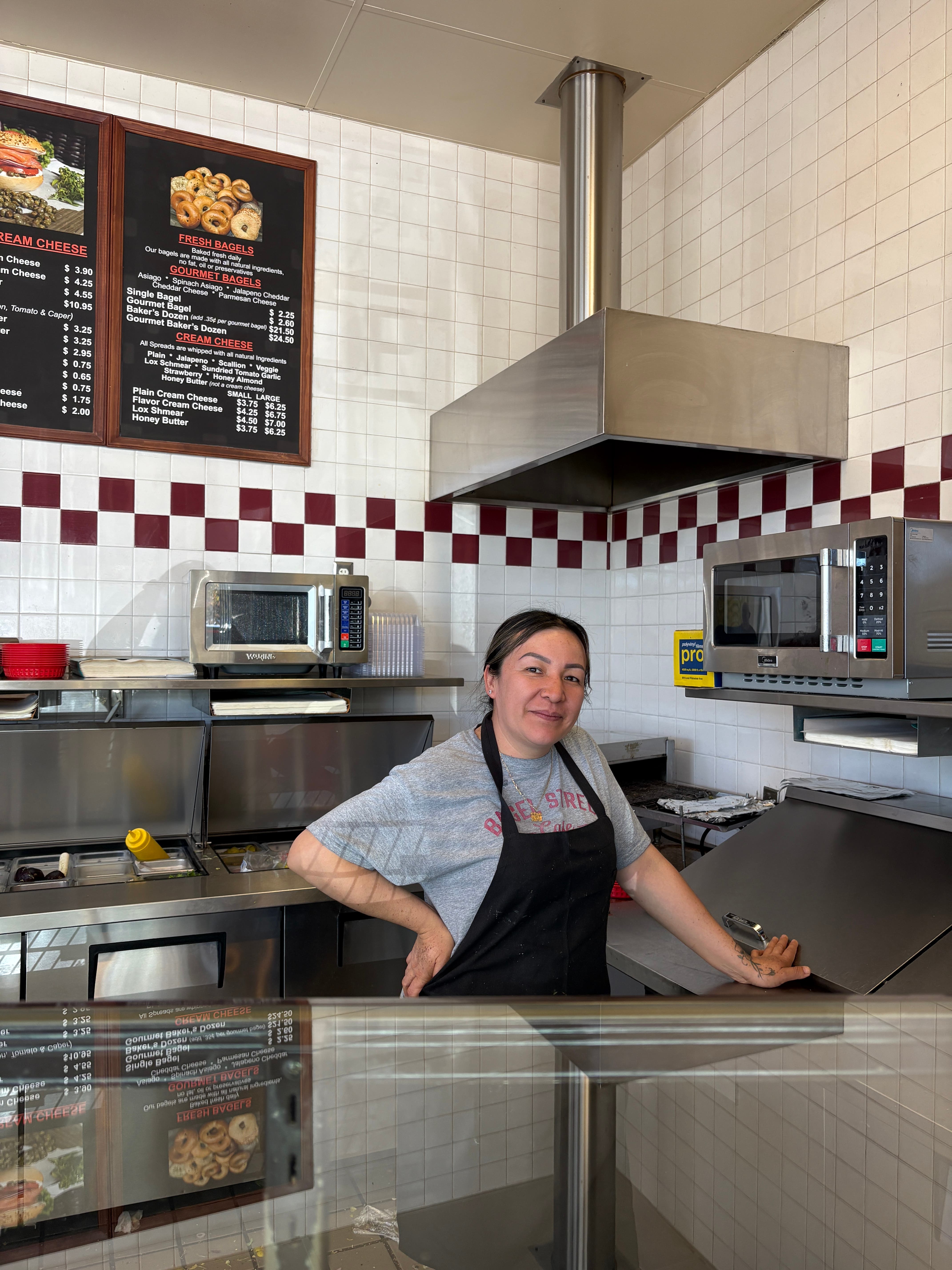 Woman behind counter