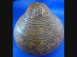This Peruvian etched gourd, signed by Claudio Soguil, could be yours for a mere $45.