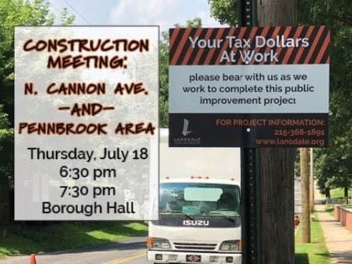 A public meeting addressing upcoming road work will be held in Lansdale. 