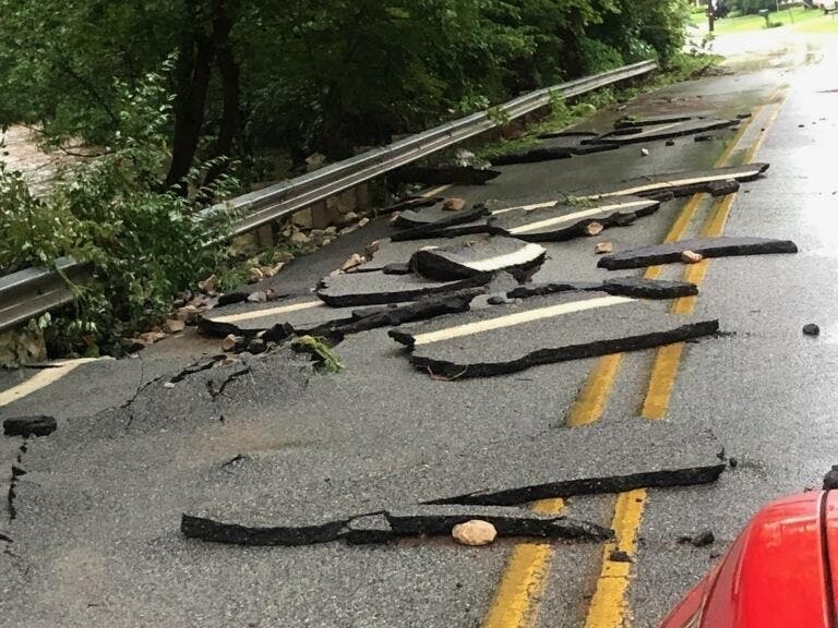 The rains on Thursday left heavy damage on some area roads. 