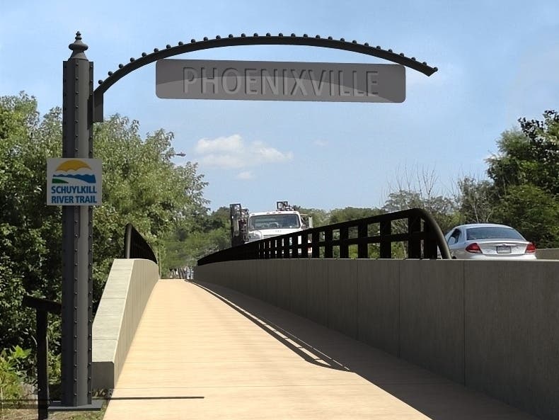 A rendering of the completed multi-use trail over the bridge into Mont Clare.