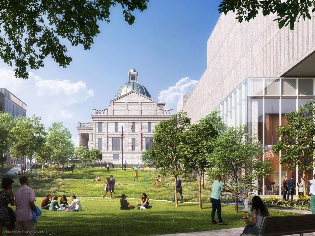 Renderings from project designers show the future Montgomery County Justice Center which officials broke ground on this week in Norristown. 