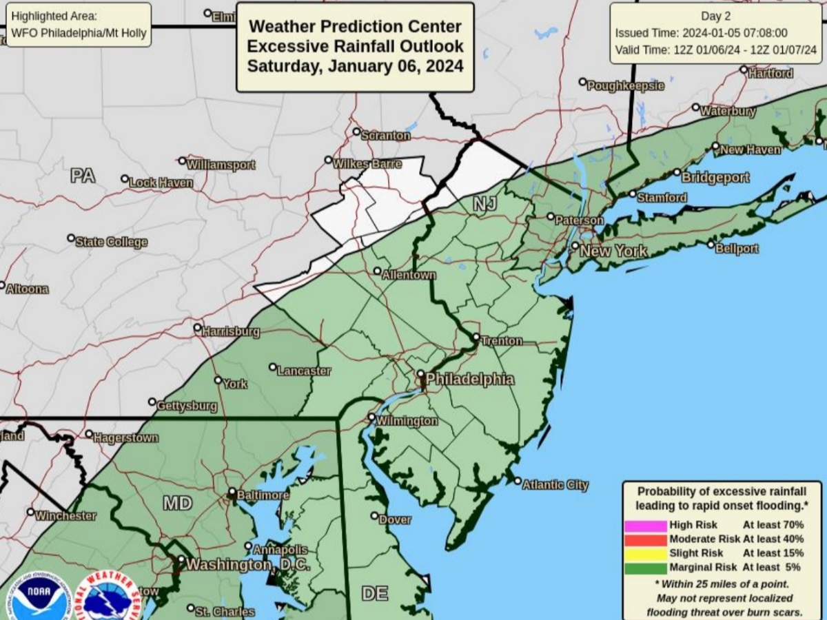 The Philadelphia area is likely to see significant precipitation, but not much accumulating snow.