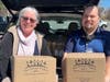 Enfield Rotarian Carol Bohnet brought Enfield Rotary's donation of food packets to Asnuntuck Community College's Americorps Representative Ryan Russin. Ryan oversees the operations of ACC's Food Pantry. Rotary held a Day of Service and packed the food. 