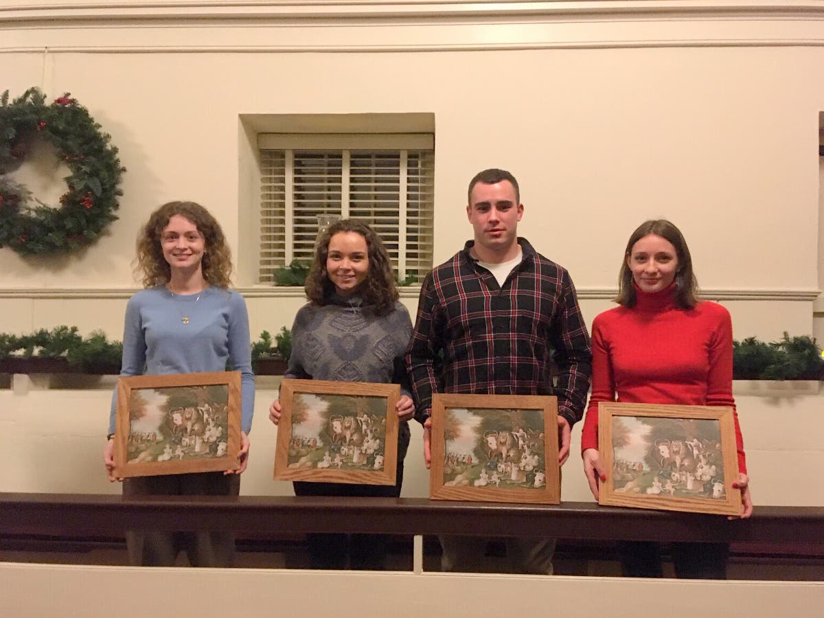 Left to right, Greta Karr, Betsy Hulihan, Luke Haug & Violet Myles. Not pictured, Christopher Allen, Samuel Bancroft, Hannah Dugan, Sophia Lynch.)