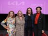 Moderator Madeline Di Nonno, from left, and panelists Lisa Hamiliton Daly, Carmen Marrón, and Anya Adams at “The Power of TV: Producing with Purpose” event at the Television Academy Foundation’s 2022 Media Educators Conference