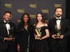 Carlacia Grant (second from left) presented the award for Best Drama Series to USC students Don John, Kateryna Kurganska and Timur Guseynov at the 44th College Television Awards presented by the Television Academy Foundation on April 5 in Los Angeles.
