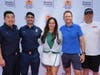 (From left) LAFD Chien Yu, Robert Enciso, Television Academy Foundation Executive Director Anne Vasquez, host Phil Keoghan and LAFD Adam Vangerpen at the 2025 Emmys Pickleball Slam held on  May 18.  