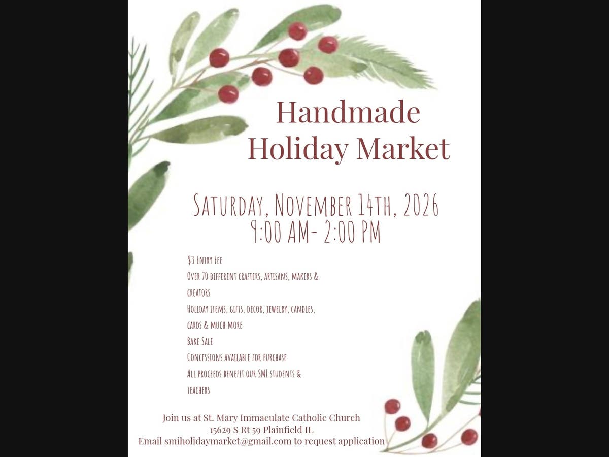 Handmade Holiday Market Saturday, November 14, 2026 9:00 am - 2:00 pm ...