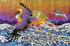 "Flying Pelican With Flying Fish"