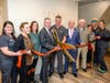 Pictured from left to right are Allison Collins, Colleen Moran, Nancy Cummings, Woburn Mayor Scott Galvin, Dr. Kevin Mooney, State Representative Rich Haggerty, Fran Mooney, Pat Sacchetti, Kara Lamson and Stephanie Garneau