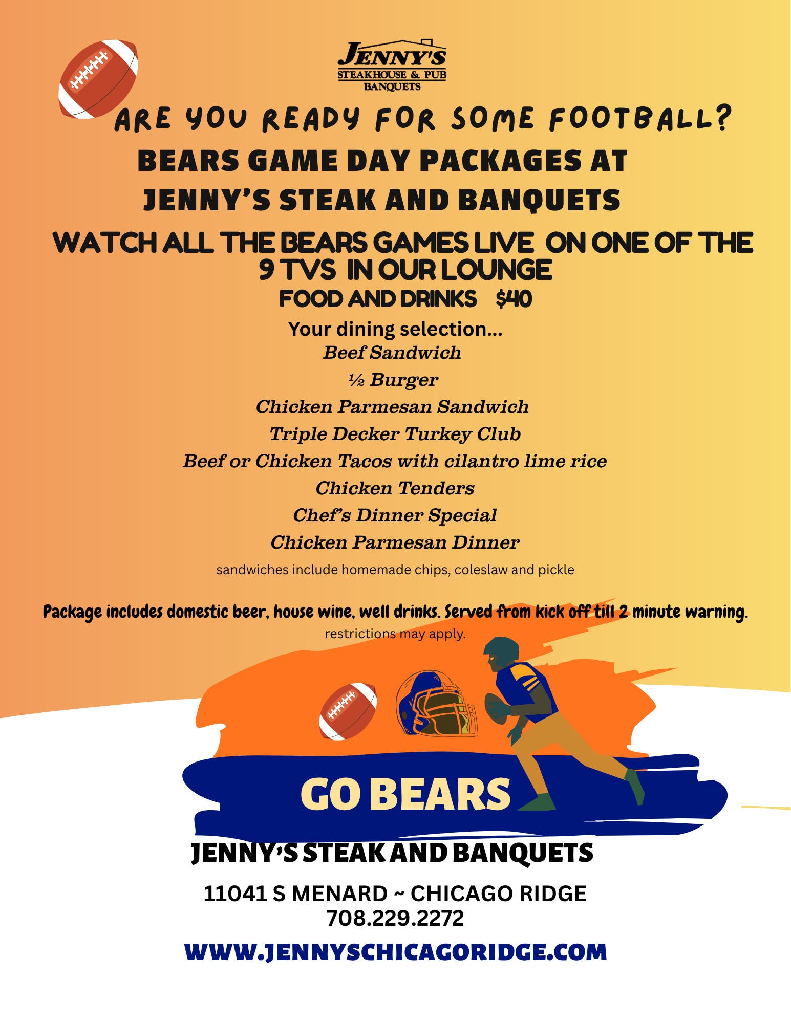 Bears Game Day Packages