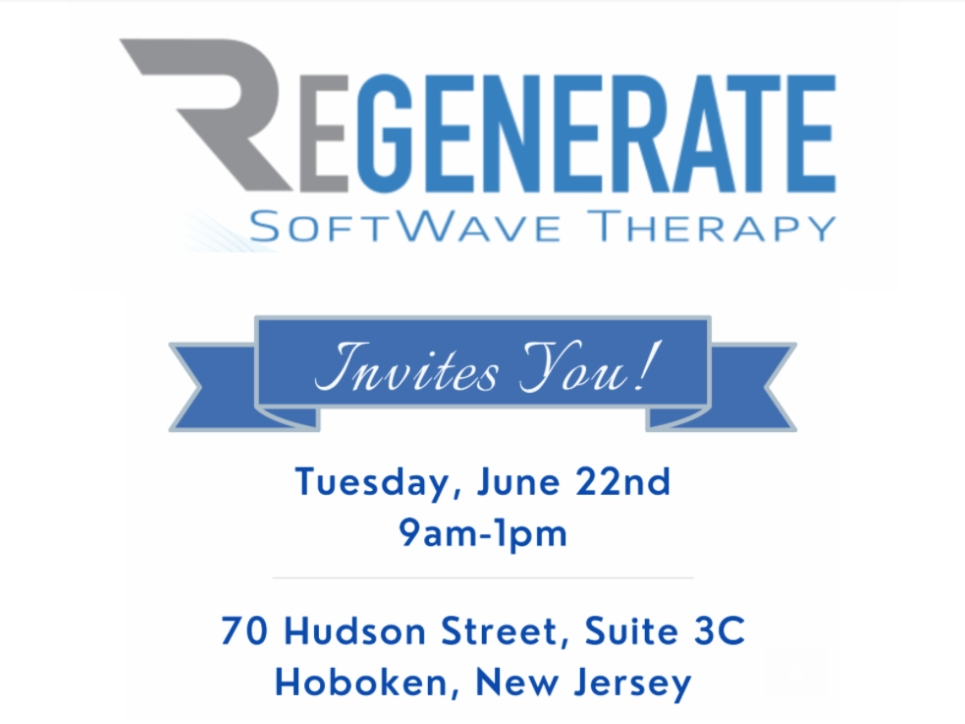 Want to end back, neck, shoulder, knees & other pain without drugs or surgery? RSVP to  Hoboken OpenHouse: Food, VIP ribbon-cutting, Sample SoftWave Therapy special offer and enter to win a free iPad!