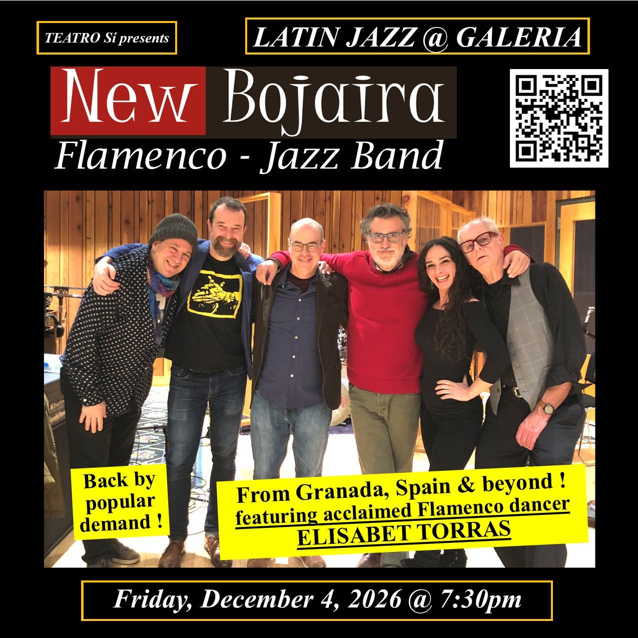 Latin Jazz @ Galeria: Flamenco/Jazz music & dance concert with The NEW BOJAIRA BAND from Spain!