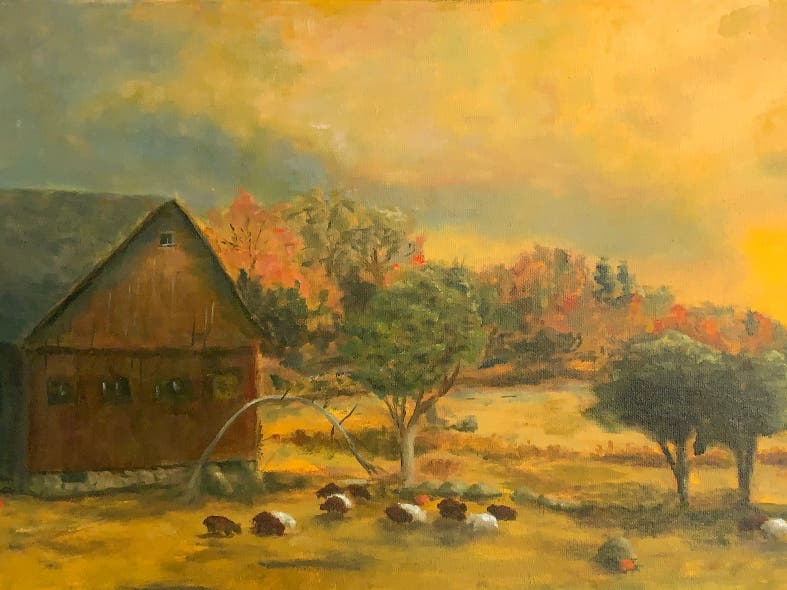 After the Storm, 12"x24", oil on canvas by Connecticut artist Kate Emery