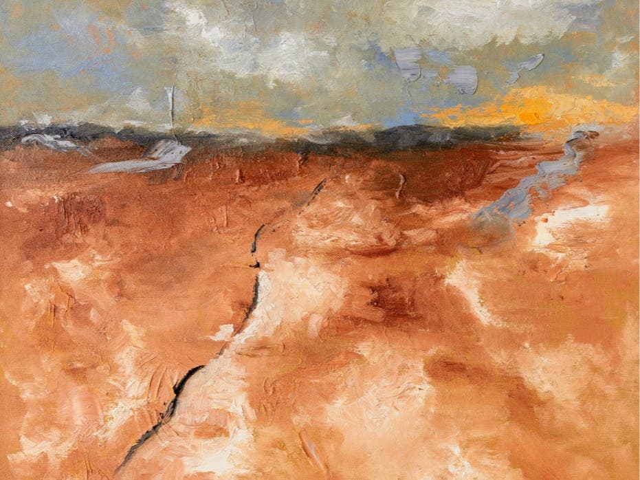 Distant Warmth, 28"x22", oil on canvas by Connecticut artist Kate Emery