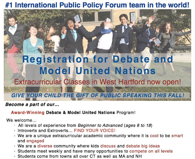 Debate classes start this Monday! Join US!!!