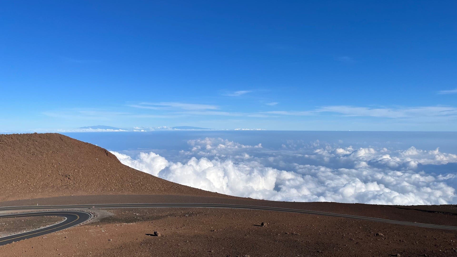Mauna Kea and Mauna Loa as seen from the top of Haleakala in Maui