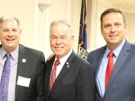 Bergen County Executive James Tedesco III, Rockland County Executive Ed Day, and Orange County Executive Steven Neuhaus (shown left to right)  will participate in the County Executive Forum on June 2, 2021, via Zoom.  