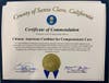 CACCC's Certificate of Commendation from Santa Clara County Board of Supervisors Betty Duong, District 2 and Margaret Abe-Koga, District 5