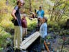 Trail Crew, left to right: Alex Dobry, Bob Heil, Stephen Kuntz (in background), Faith Dobry (on plank), Deb Brockway and Diane Tozour. 