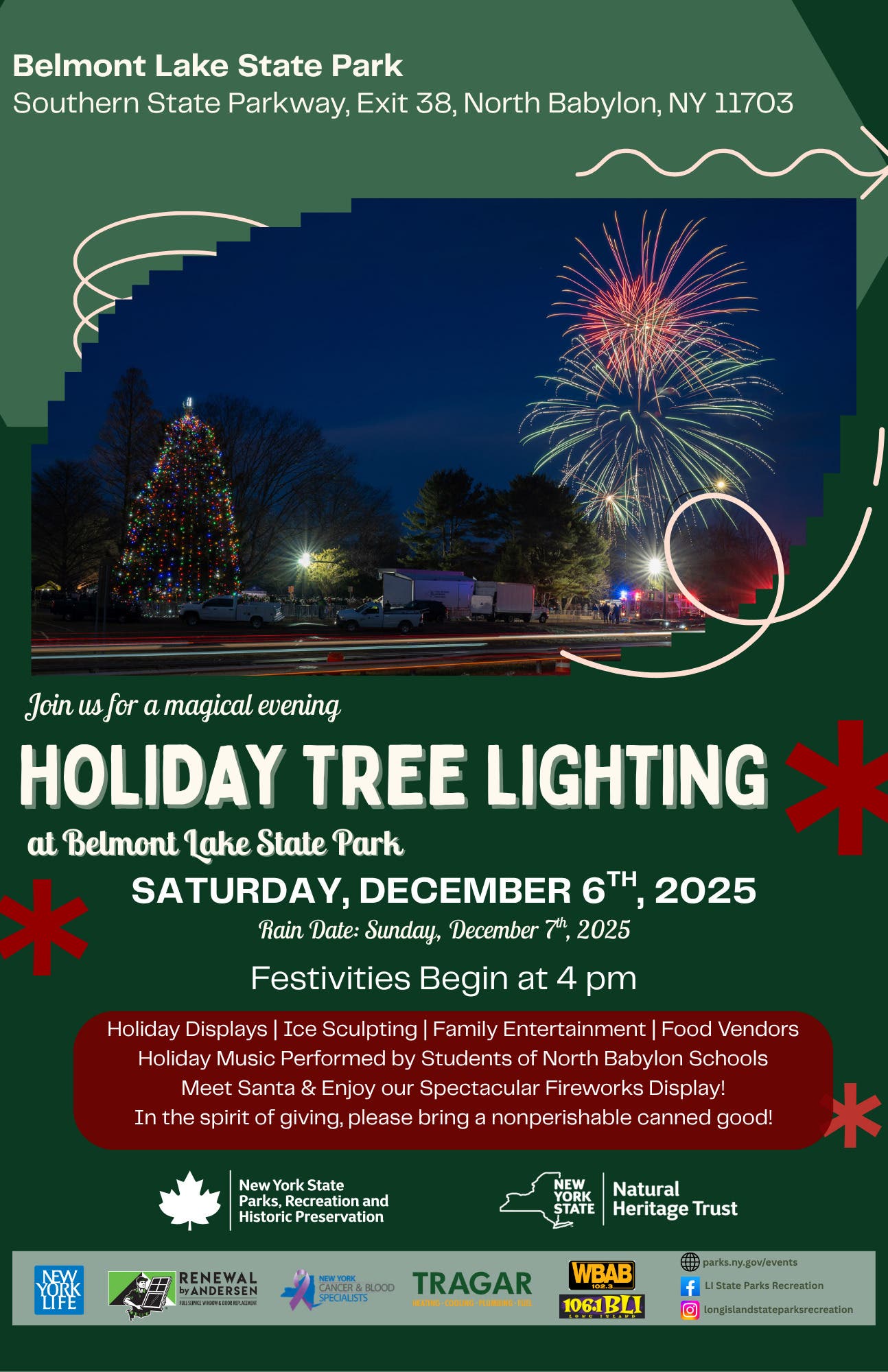 Holiday Tree Lighting Ceremony at Belmont Lake State Park