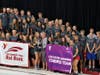 The Community YMCA’s Aquarockets swim team celebrates its first-place victory at the National YMCA Long Course Championship meet in Maryland on Aug.3.
