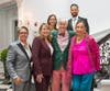 YMCA President and CEO Laurie Goganzer congratulates YMCA honorees Jennifer Lakefield, Stacey DeAlmeida, Bruce Huber, David Hernandez and Marti Huber. 