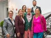 YMCA President and CEO Laurie Goganzer congratulates YMCA honorees Jennifer Lakefield, Stacey DeAlmeida, Bruce Huber, David Hernandez and Marti Huber. 