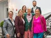 YMCA President and CEO Laurie Goganzer congratulates YMCA honorees Jennifer Lakefield, Stacey DeAlmeida, Bruce Huber, David Hernandez and Marti Huber. 