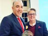 VNA President and CEO Dr. Steven Landers presents the Community Partner Award to the YMCA of Greater Monmouth County President and CEO Laurie Goganzer. 