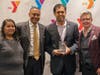 YMCA Social Responsibility Award honoree Senator Vin Gopal with Y board members Itzel Perez, Michael Wright and President and CEO Laurie Goganzer. 