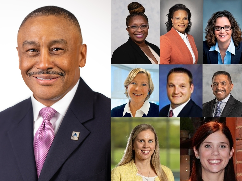 Newly appointed Board Chairperson Michael A. Wright with new board members: top row, Tasha Youngblood Brown, Kanesha Jones, Theresa Lyons; middle row, Heather Merrigan, Steve Richel, Rev. Ronald L. Sparks; bottom row, Danielle Van Wert and Diana Walters. 