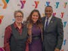 Featured speaker at the YMCA’s Dr. King celebration Maysa Akbar, Ph.D., (center) with Y President and CEO Laurie Goganzer and Chief Volunteer Officer Michael A. Wright. 