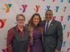 Featured speaker at the YMCA’s Dr. King celebration Maysa Akbar, Ph.D., (center) with Y President and CEO Laurie Goganzer and Chief Volunteer Officer Michael A. Wright. 