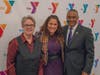 Featured speaker at the YMCA’s Dr. King celebration Maysa Akbar, Ph.D., (center) with Y President and CEO Laurie Goganzer and Chief Volunteer Officer Michael A. Wright. 