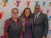 Featured speaker at the YMCA’s Dr. King celebration Maysa Akbar, Ph.D., (center) with Y President and CEO Laurie Goganzer and Chief Volunteer Officer Michael A. Wright. 