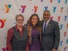 Featured speaker at the YMCA’s Dr. King celebration Maysa Akbar, Ph.D., (center) with Y President and CEO Laurie Goganzer and Chief Volunteer Officer Michael A. Wright. 