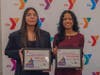 YMCA MLK essay winners Madelyn Sanchez-Berra and Anika Samir Ajgaonkar presented their award-winning essays at the Y’s 35th Dr. King memorial breakfast Jan. 12. 