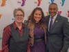 Featured speaker at the YMCA’s Dr. King celebration Maysa Akbar, Ph.D., (center) with Y President and CEO Laurie Goganzer and Chief Volunteer Officer Michael A. Wright. 