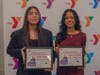 YMCA MLK essay winners Madelyn Sanchez-Berra and Anika Samir Ajgaonkar presented their award-winning essays at the Y’s 35th Dr. King memorial breakfast Jan. 12. 