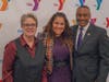 Featured speaker at the YMCA’s Dr. King celebration Maysa Akbar, Ph.D., (center) with Y President and CEO Laurie Goganzer and Chief Volunteer Officer Michael A. Wright. 